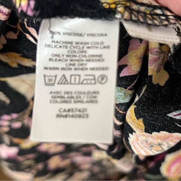 Loft Floral Print Midi Black Ruffle Sleeve Dress Size 4 Career Work Wear - Picture 7 of 9